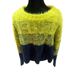 Neon Yellow &Blue Ombre Sweater New without tags Size L